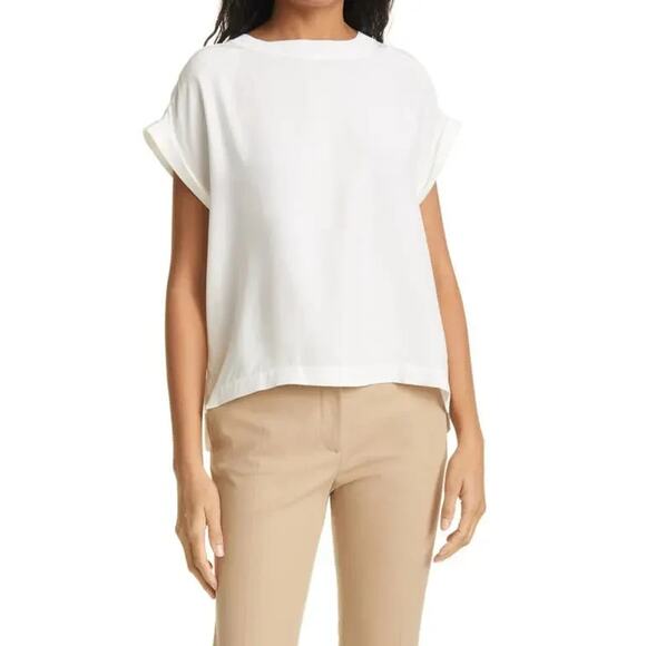 Off-White Tops - Frame Oversize Silk T-Shirt In Off White Lightweight Medium A003757